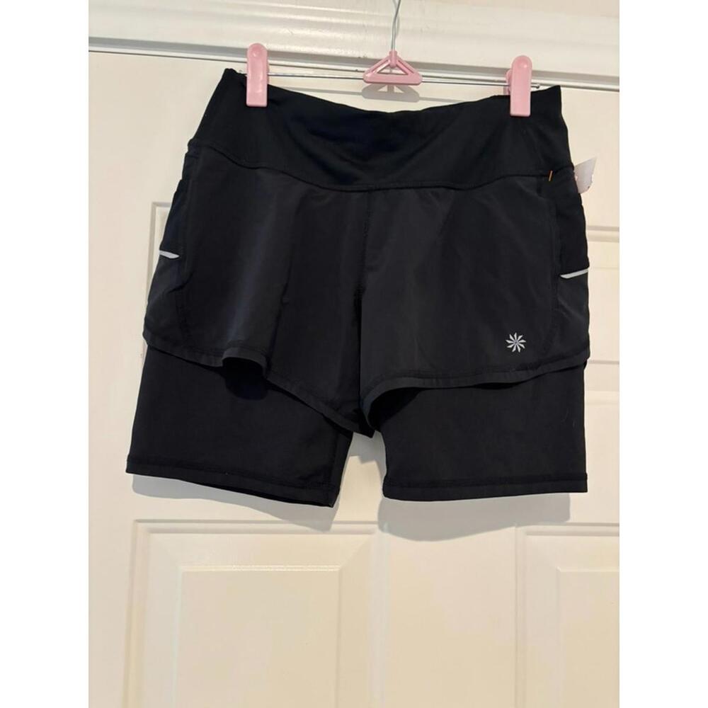 Womens Athleta black sz XS shorts with bike shorts under...can easily fit S #339